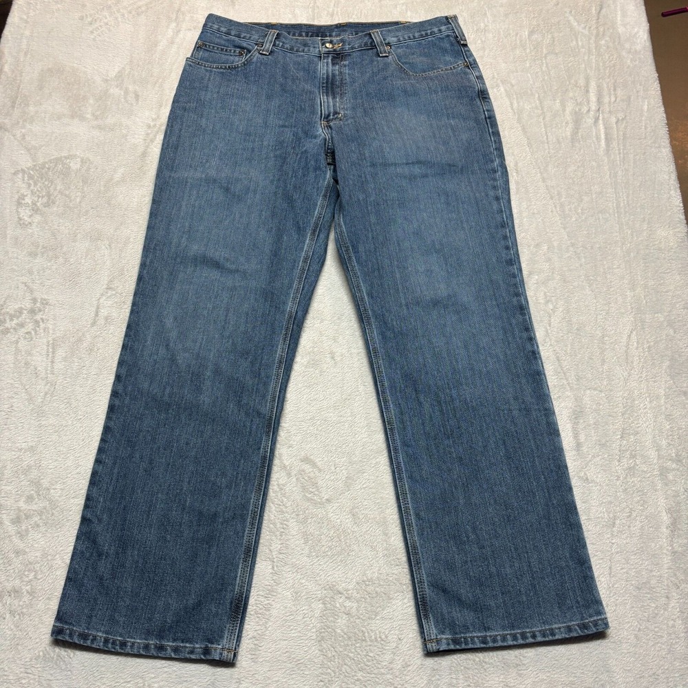 Carhartt Jeans Men's 36X32 Blue Denim Relaxed Fit Straight Work Pants 101483-980
